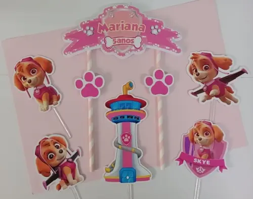 Topo de Bolo/Cake Topper Patrulha Canina Skye