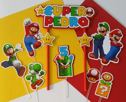 Topo de Bolo/cake Topper Super Mario Bros