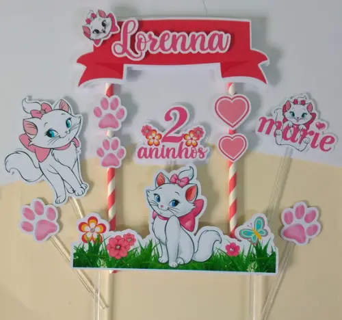 Topo de Bolo/cake Topper Gatinha Marie