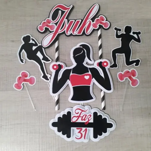 Topo de Bolo/cake Topper Academia Feminino