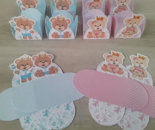 Forminhas para Doces Chá Revelação Ursinho Realeza