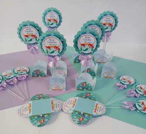 Kit Festa Toppers e Forminhas para Doces Pequena Sereia