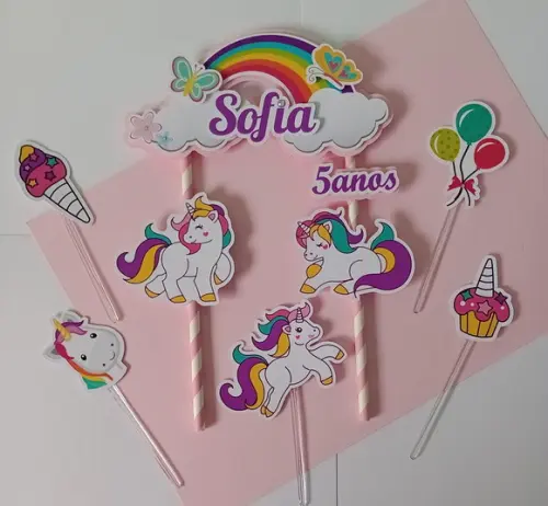 Topo de Bolo/cake Topper Unicórnio