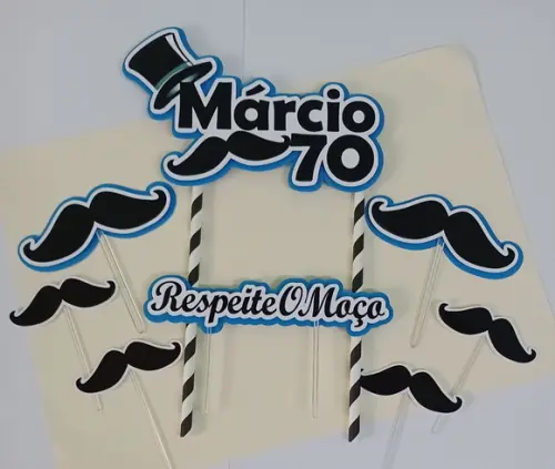 Topo de Bolo/cake Topper Bigode