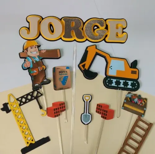 Topo De Bolo/cake Topper Construção