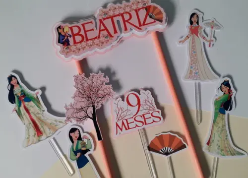 Topo de Bolo/cake Topper Princesa Mulan