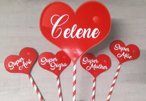 Topo de Bolo/Cake Topper Super Mãe-Coração