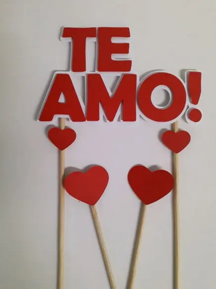 Topo de Bolo/Cake Topper Te Amo