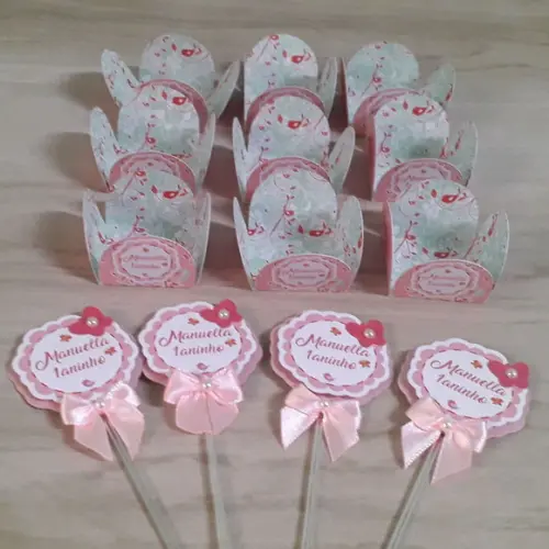 Kit Festa Toppers e Forminhas para Doces Jardim Encantado