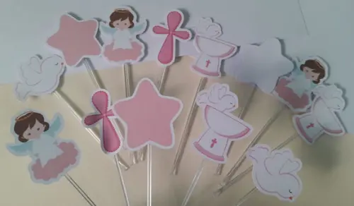 Toppers Para Docinhos Batizado Rosa