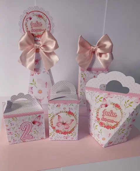 Kit 25 Caixas Personalizadas Jardim das Borboletas