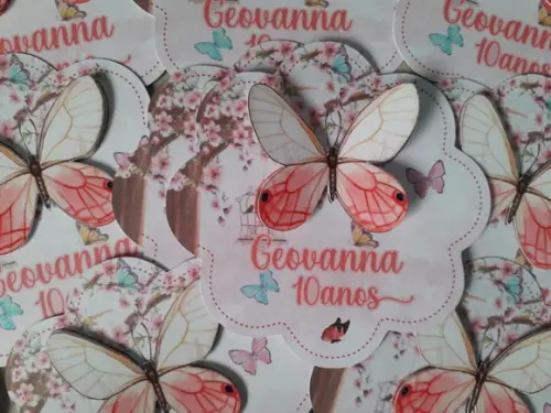 Tag Personalizada para Sacola Tema Borboletas
