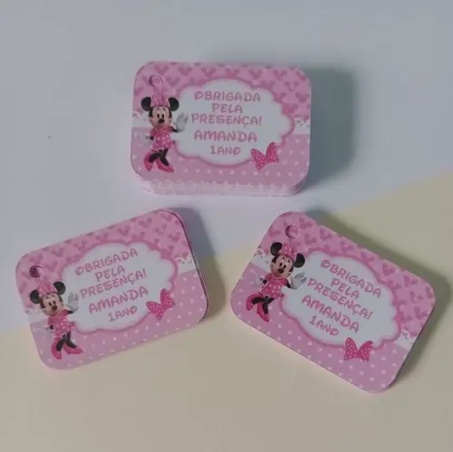 Tag de Agradecimento Personalizada Minnie Rosa