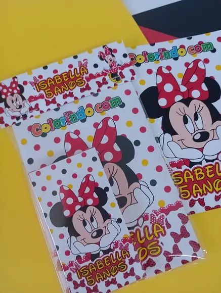 Kit Livrinho para Colorir Minnie Vermelha