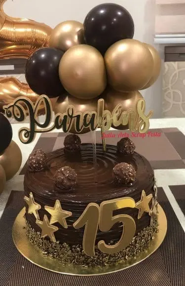 Topo de Bolo Parabéns Dourado