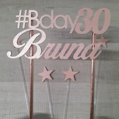 Topo de Bolo/cake Topper Bday Rose Gold