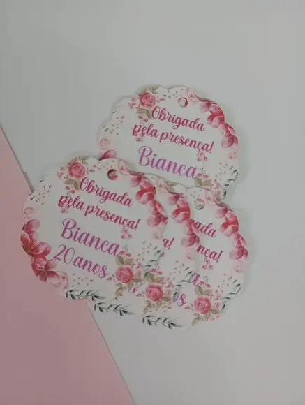 Tag de Agradecimento Personalizada Floral