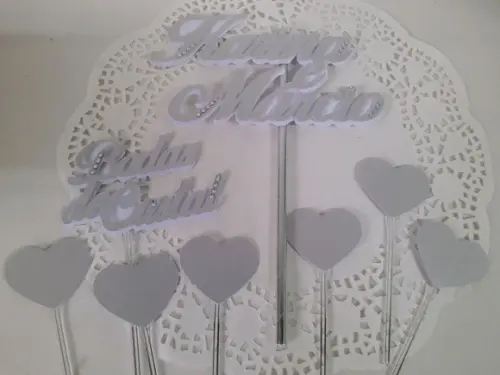 Topo de Bolo/cake Topper Bodas de Cristal