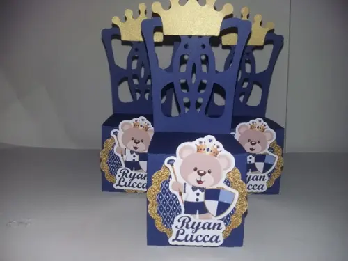 Caixa Cadeira Personalizada Scrap Ursinho Realeza