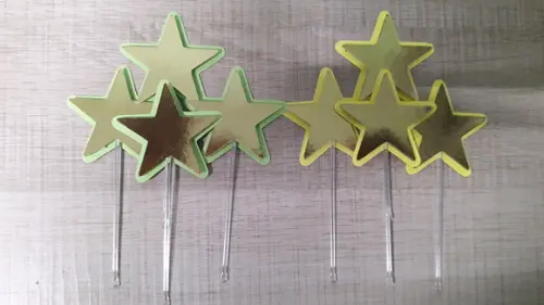 Topper Estrelinha Dourado Com Cores Neon