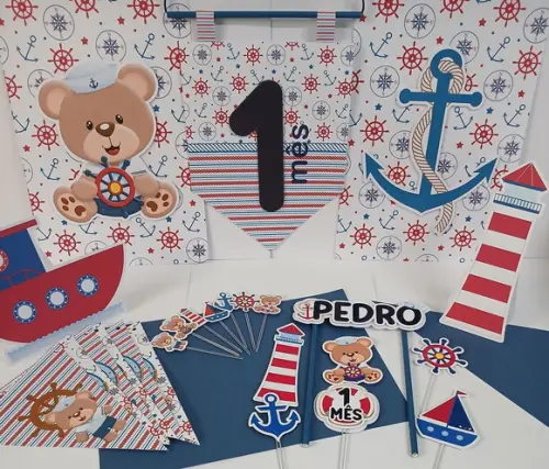 Kit Festa Só Um Bolinho Ursinho Marinheiro