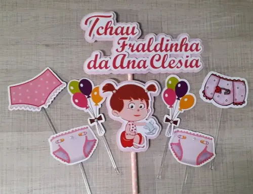 Topo de Bolo/cake Topper Adeus Fraldinha
