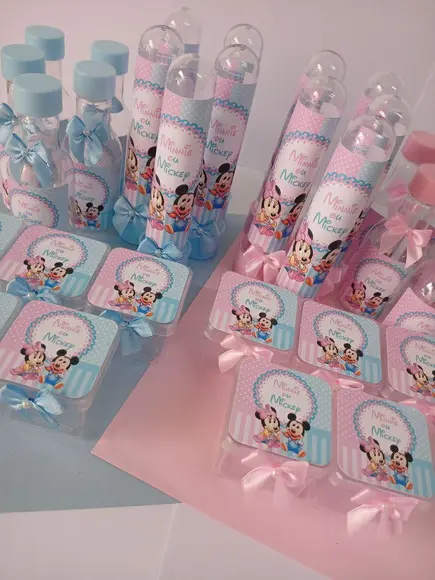 Kit Festa Personalizado - Chá Revelação Minnie e Mickey