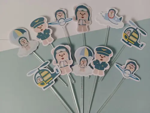 Toppers para Docinhos Ursinho Aviador