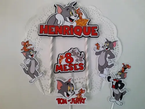 Topo de Bolo/cake Topper Tom e Jerry