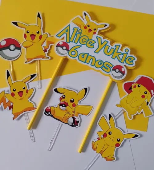 Topo de Bolo/cake Topper Pikachu