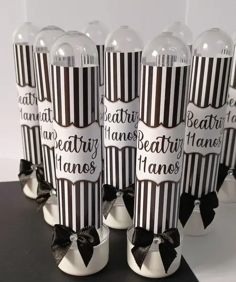 Tubetes Personalizados Preto e Branco