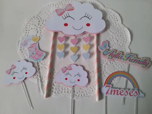 Topo de Bolo/Cake Topper Chuva de Bençãos/Amor 3