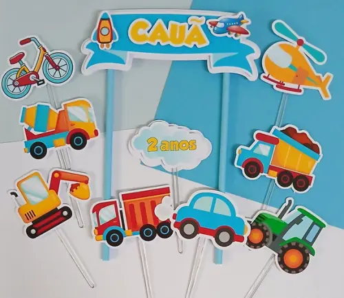 Topo de Bolo/cake Topper Meios de Transportes 2