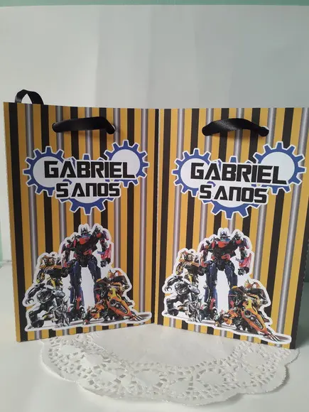 Sacolinha Personalizada Transformers- Atenção ao Tamanho