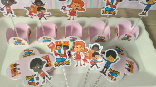 Kit Festa Toppers e Forminhas para Doces 3 Palavrinhas Rosa
