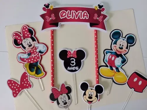 Topo de Bolo/cake Topper Minnie e Mickey