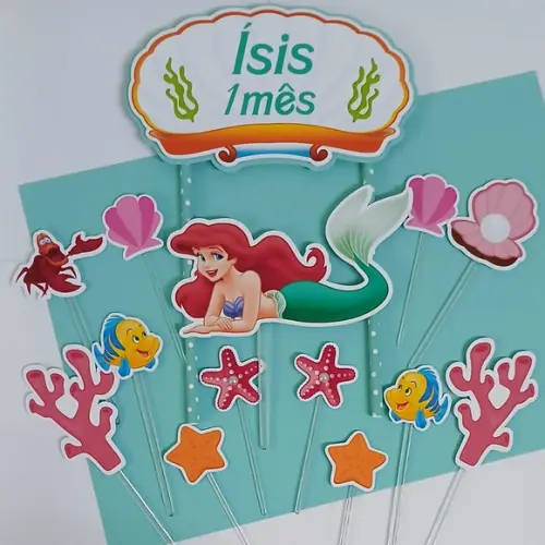 Topo de Bolo/cake Topper Pequena Sereia Ariel