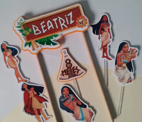 Topo de Bolo/Cake Topper Princesas Pocahontas