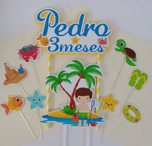 Topo de Bolo/Cake Topper Verão Praia