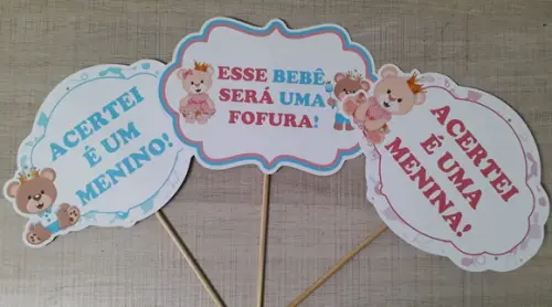 Plaquinhas Divertidas - Chá Revelação