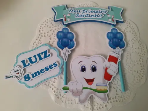Topo de Bolo/cake Topper Meu Primeiro Dentinho
