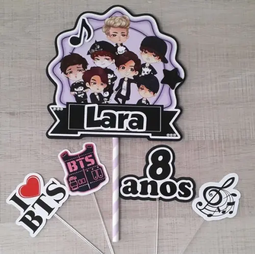 Topo de Bolo/Cake Topper BTS Circular