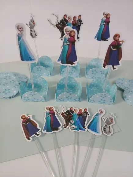 Kit Festa Toppers e Forminhas para Doces Frozen