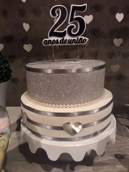Topo de Bolo/cake Topper Bodas de Prata