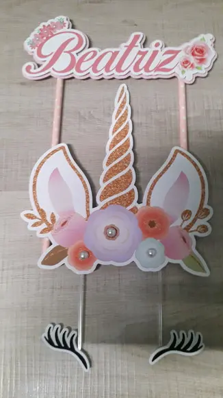 Topo de Bolo Personalizado Cabeça Unicórnio