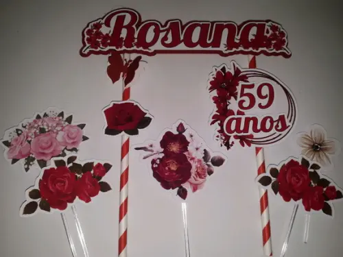 Topo de Bolo/Cake Topper Flores