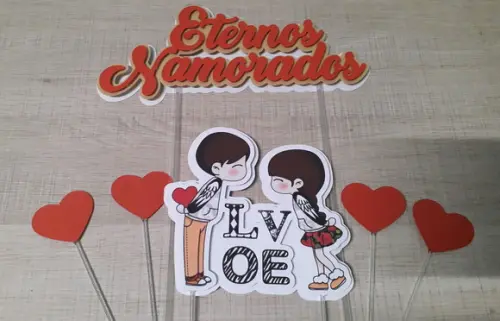 Topo de Bolo/Cake Topper Dia dos Namorados 3