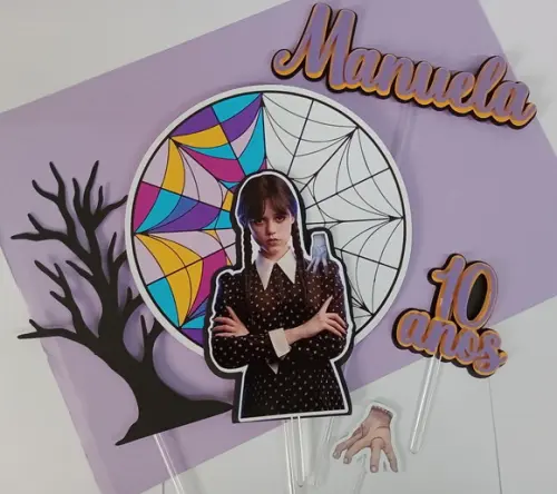Topo de Bolo/cake Topper Wandinha Addams