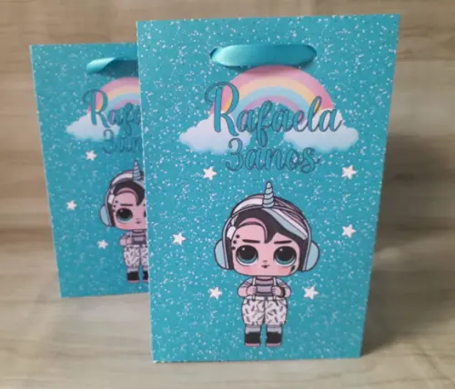 Sacolinha Personalizada Lol Unicórnio Azul