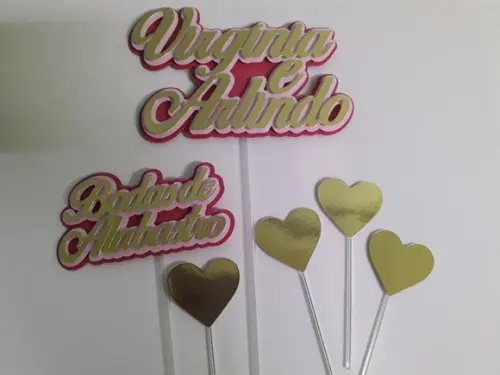 Topo de Bolo/Cake Topper Bodas de Alabastro